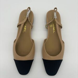 CHANEL Slingbacks Goatskin Grosgrain